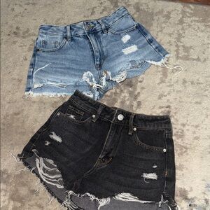 PACSUN size 22 high rise festival 2 pk deal Denim Shorts Set - Blue and Black